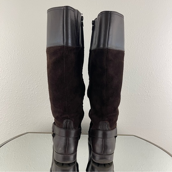 RALPH LAUREN Dark Brown Suede Leather Sulita Harness Tall Knee High Riding Boots - Picture 4 of 12